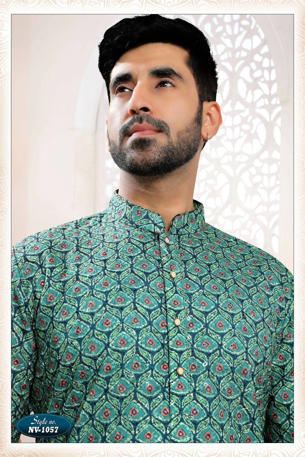 Joban Fashion Men's Green Straight Rayon Thread And Sequence Embroidery All Over Kurta Set | Grocsy