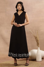 W for Woman Black Sleeveless Long Western Wrap Jumpsuit | Grocsy