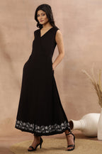 W for Woman Black Sleeveless Long Western Wrap Jumpsuit | Grocsy
