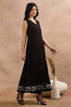 W for Woman Black Sleeveless Long Western Wrap Jumpsuit | Grocsy