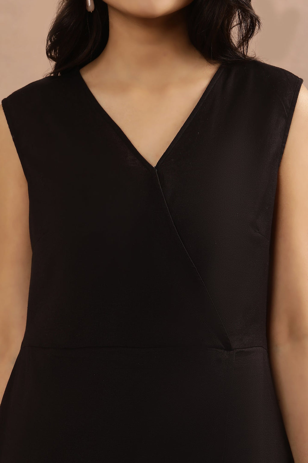 W for Woman Black Sleeveless Long Western Wrap Jumpsuit | Grocsy