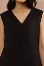 W for Woman Black Sleeveless Long Western Wrap Jumpsuit | Grocsy