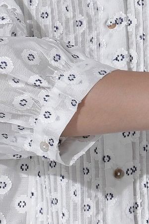 W for Woman White Schiffli Button Down Western Top | Grocsy