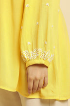 W for Woman Yellow Summer Top With White Floral Embroidery | Grocsy