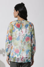 W for Woman Whote Floral Printed Chiffon Top | Grocsy