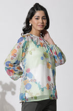 W for Woman Whote Floral Printed Chiffon Top | Grocsy