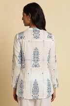 W for Woman White Printed Cotton Shirt | Grocsy