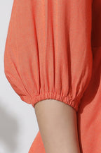 W for Woman Orange Embroidered Peplum Top | Grocsy