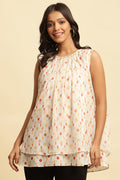 W for Woman White Polka Dot Printed Layered Top | Grocsy