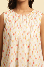 W for Woman White Polka Dot Printed Layered Top | Grocsy