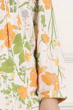 W for Woman White Floral Printed Rayon Tunic With Pintuck Placket | Grocsy