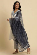 W for Woman Blue Kots Dupatta With Blue Prints | Grocsy