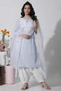 W for Woman Ecru Organza Dupatta With Contrasting Embroidery | Grocsy