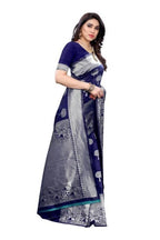 Vamika Banarasi Jacquard Weaving Blue Saree (AMEE BLUE) | Grocsy