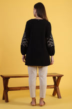 W for Woman Black Solid Straight Tunic | Grocsy