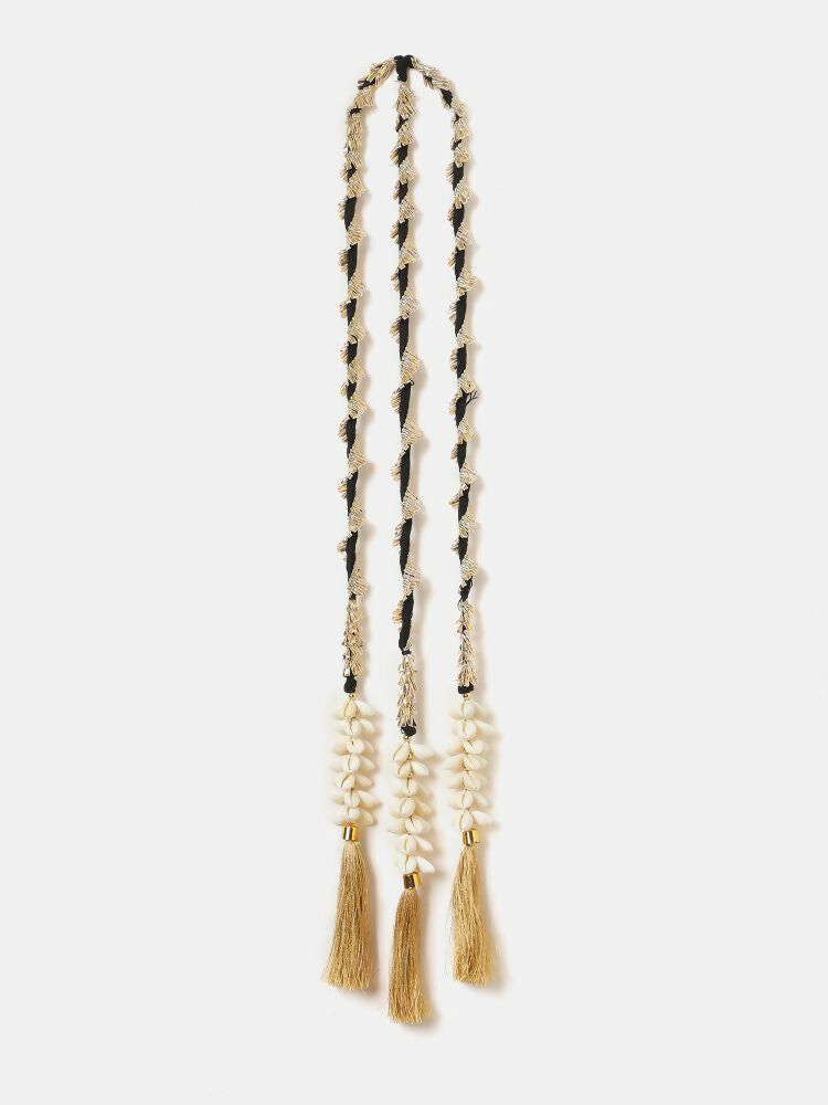 Ruby Raang Gold Gota Pati Work And Black Thread And Shells With Gold Stones | Grocsy