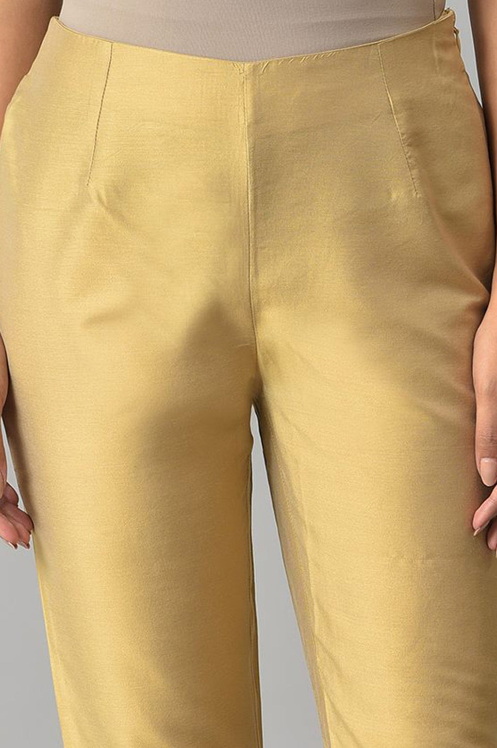 W for Woman Embroidered Golden And White Slim Pants Combo | Grocsy