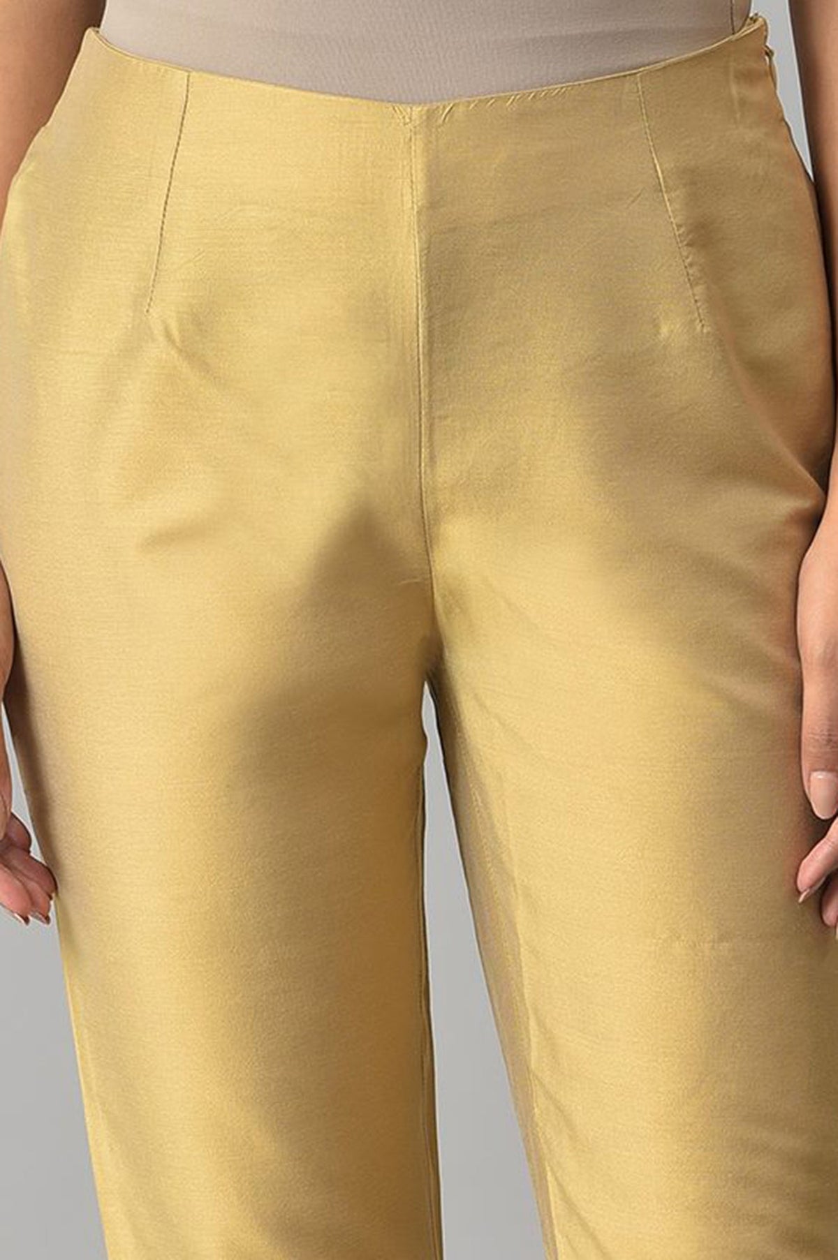 W for Woman Embroidered Golden And White Slim Pants Combo | Grocsy