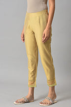 W for Woman Embroidered Golden And White Slim Pants Combo | Grocsy