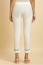 W for Woman Embroidered Golden And White Slim Pants Combo | Grocsy