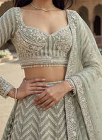 Lehenga Mart Grey Georget Designer Bollywood Style Wedding Wear Lehenga Choli | Grocsy