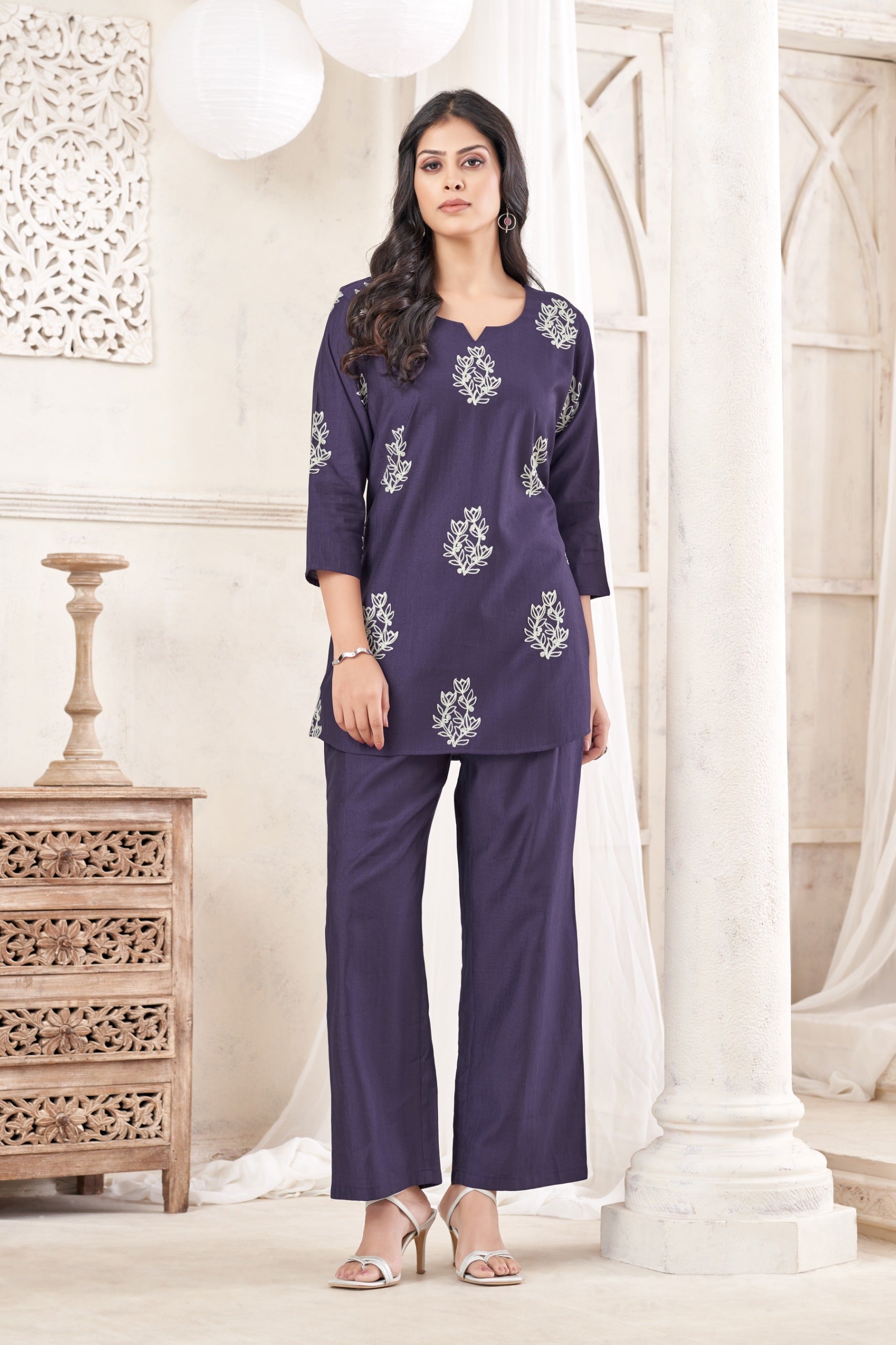 Anaita Butta Blue Stylish Readymade Co-Ords Set | Grocsy