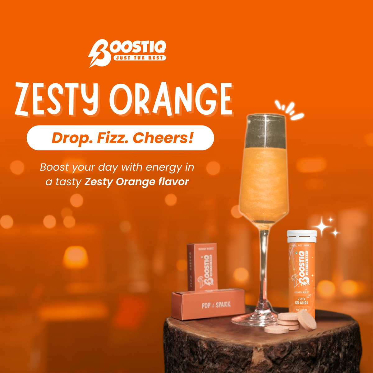 BOOSTIQ Pop & Spark Effervescent Tablets - Zesty Orange | Grocsy