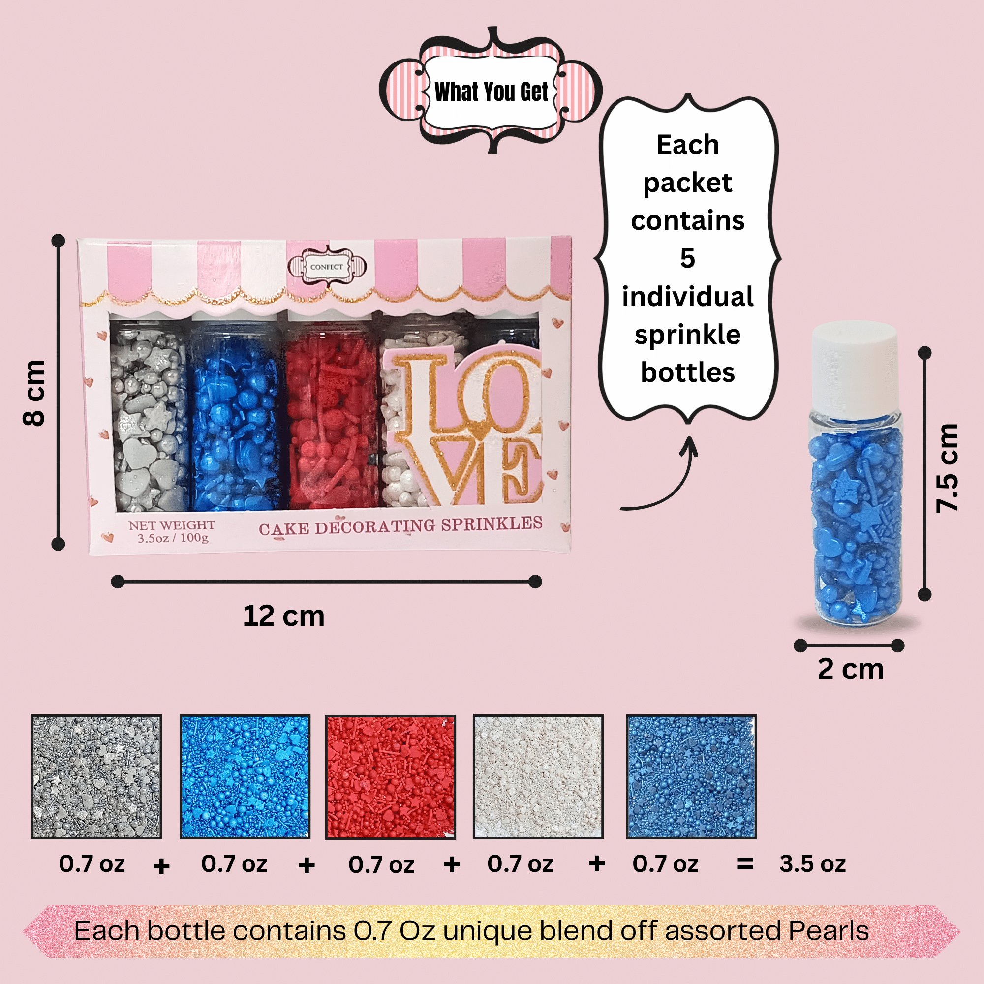 Confect Mix Red, White & Blue Sprinkles | Marvelous Mix Patriotic Sprinkles | Grocsy