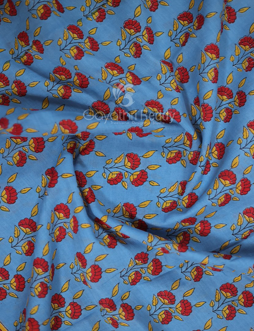 Shades of Blue Combination Printed Cotton Saree By Gayathri Reddy Designer Studio | Grocsy