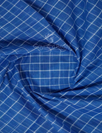 Denim Blue With Checks Pure Mangalgiri Cotton Saree By Gayathri Reddy Designer Studio | Grocsy