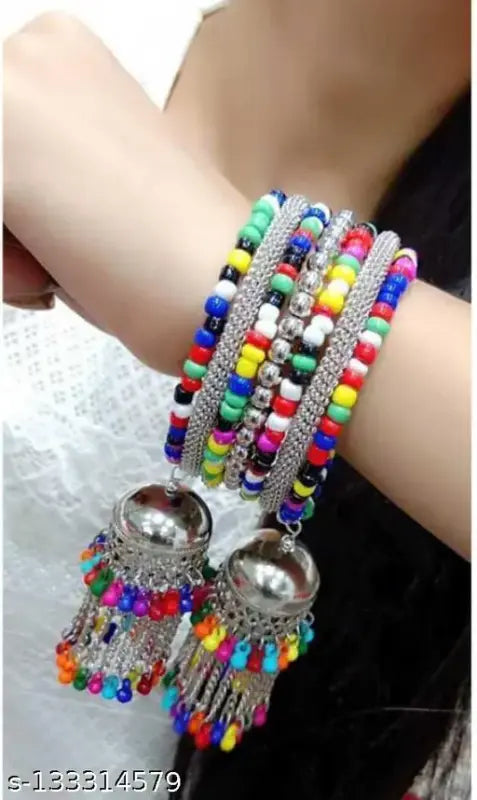 Tehzeeb Creations Women's Multi Colour Oxidised Openable Bangle | Grocsy