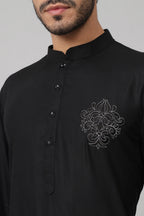 Coal Motif Embroidered Cotton Kurta by Hilo Design | Grocsy