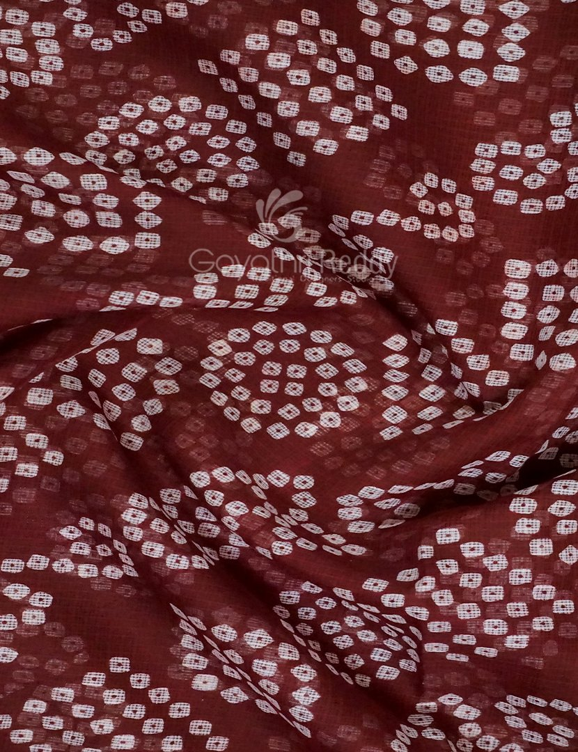 Shades of Maroon With Bandhni Design Pure Kota Cotton Saree By Gayathri Reddy Designer Studio | Grocsy