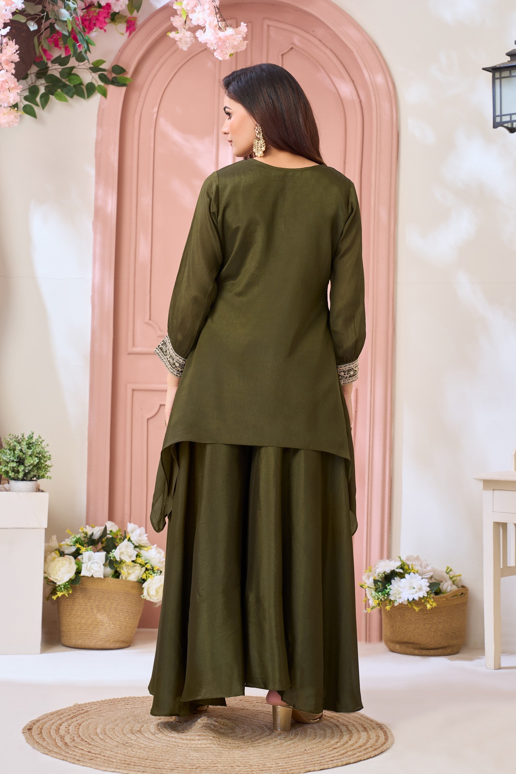 Anaita Mehndi Readymade Suit with Coding Work | Grocsy