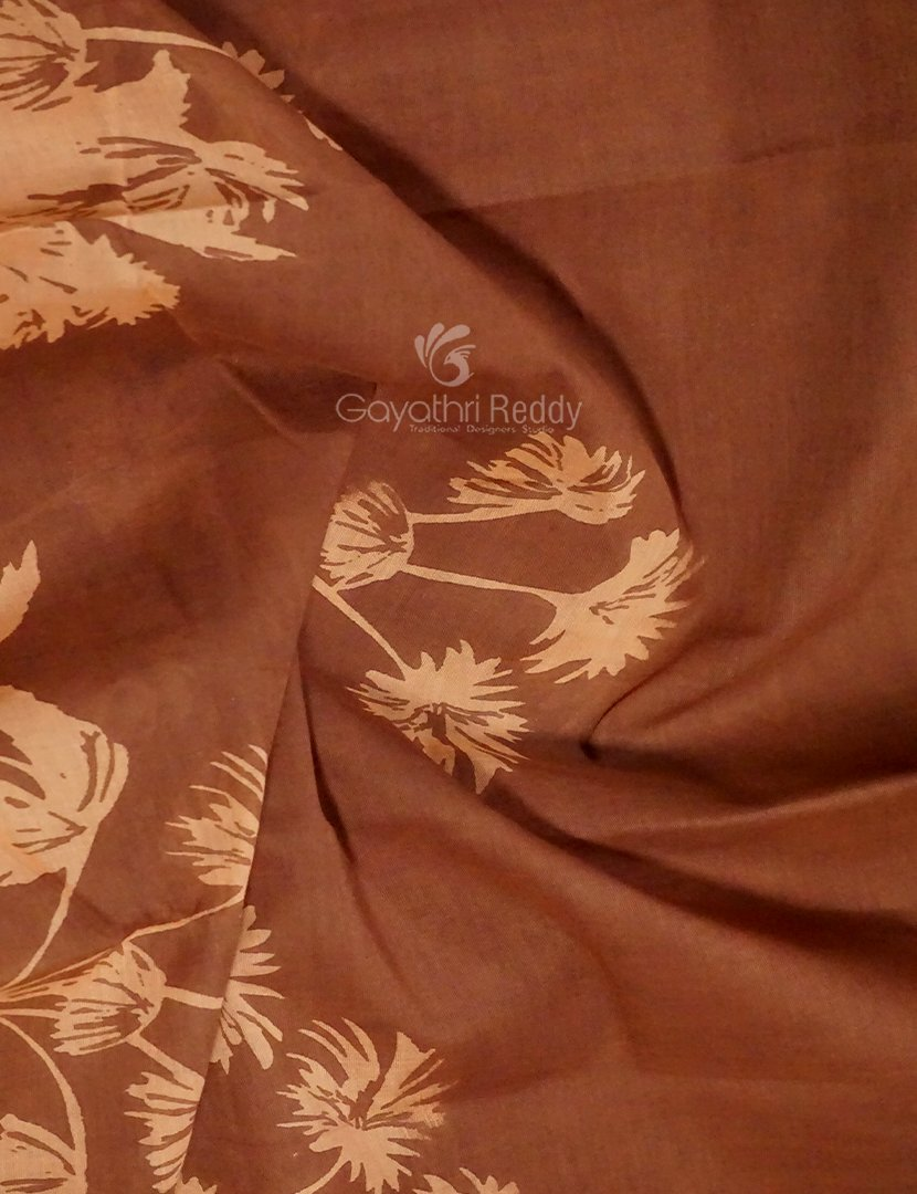 Dark Mustard Colour Block Print Pure Mulmul Cotton Saree By Gayathri Reddy Designer Studio | Grocsy