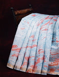 Shades of Sky Blue Colour Printed Pure Chanderi Sico Saree By Gayathri Reddy Designer Studio | Grocsy