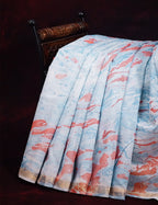 Shades of Sky Blue Colour Printed Pure Chanderi Sico Saree By Gayathri Reddy Designer Studio | Grocsy