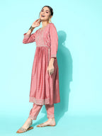 Sangria Floral Embroidered Regular Sequinned Kurta With Trousers & With Dupatta | Grocsy