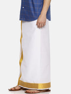 Sethukrishna White Solid Double Layer Readymade Dhoti For Men | Grocsy