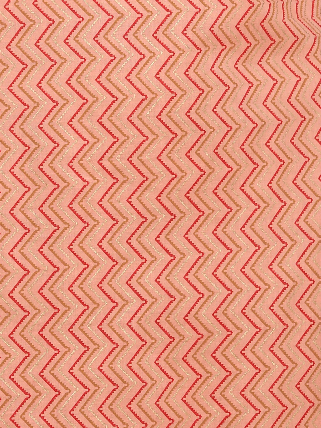 HERE&NOW Peach-Color & Red Chevron Printed Beads Pure Cotton Kurta | Grocsy