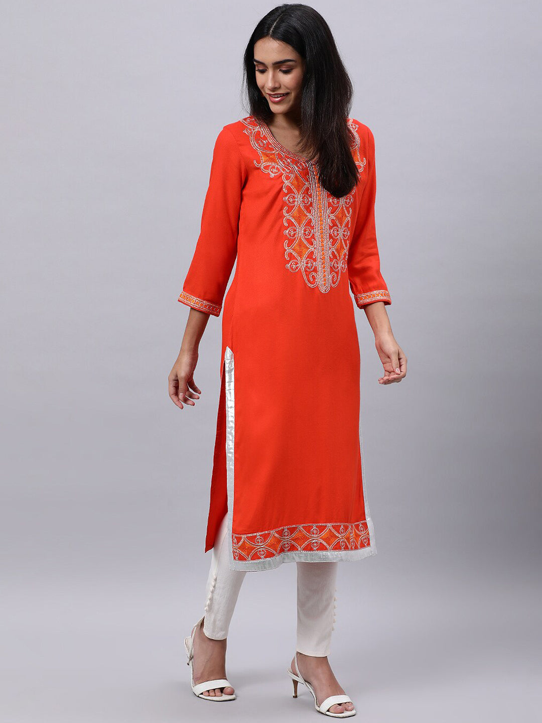 Souchii Women Ethnic Motifs Yoke Design Thread Work Beautiful Kurta | Grocsy