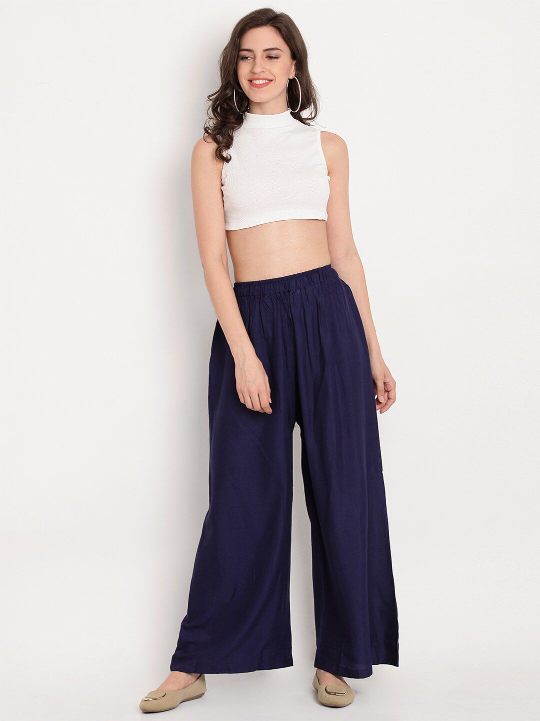 TAG 7 Women Navy Blue & Maroon Set of 2 Flared Ethnic Palazzos | Grocsy