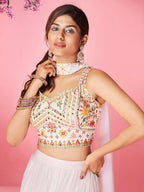 Myra White Georgette Designer Lehenga | Grocsy