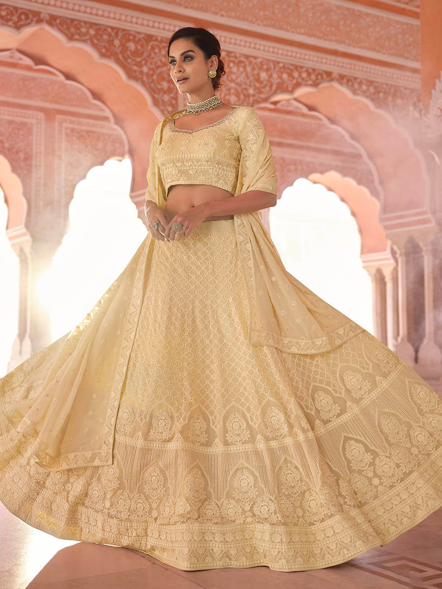Myra Off White Embroidered Designer Lehenga Choli | Grocsy