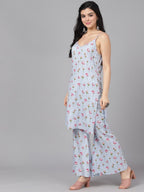 Aks Floral Printed Regular Kurta With Sharara | Grocsy