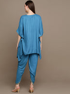 HERE&NOW Floral Embroidered Sequined Kaftan Kurti with Dhoti Pants | Grocsy