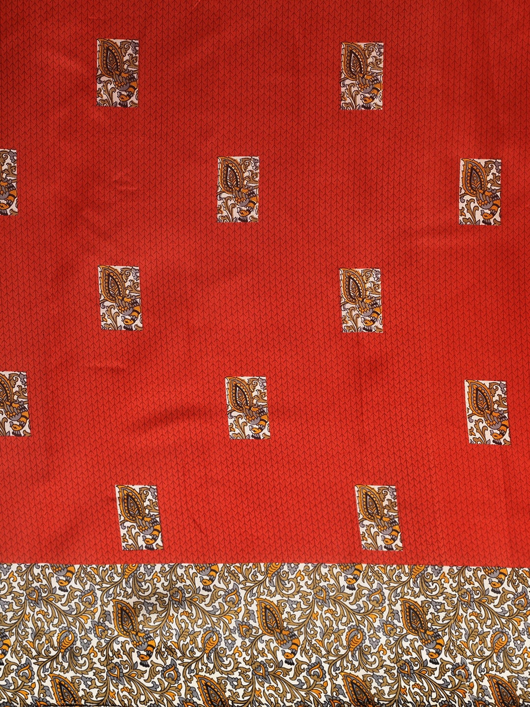 Saree Mall Rust Red & Orange Art Silk Printed Bhagalpuri Saree | Grocsy
