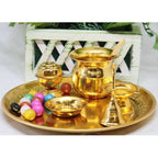 Chahat Premium Living Brass Pooja Thali Set | Grocsy
