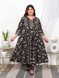 Miravan Women's Plus Size Yoke Embroidery Multi Anarkali Kurta and Palazzo Set | Grocsy