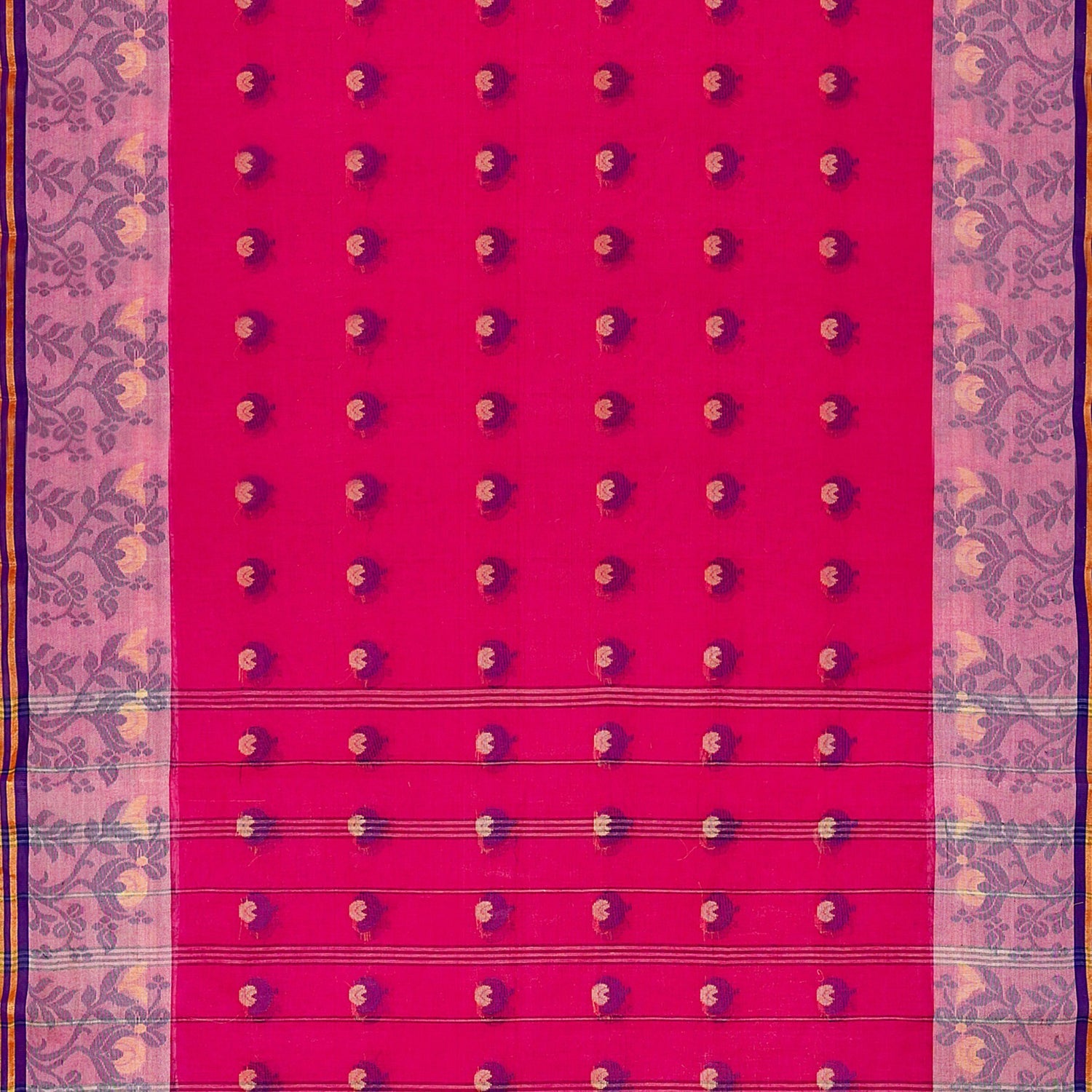 Exclusive Collection 100% Pure Cotton Pink Tant Saree With Hand Weaving Work | Grocsy